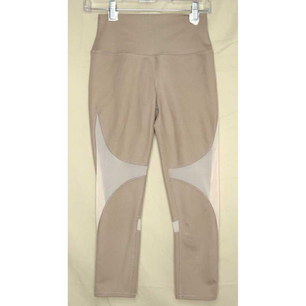 ALO Yoga High Waist Coast Leggings Womens Size XS Mesh Beige Tan